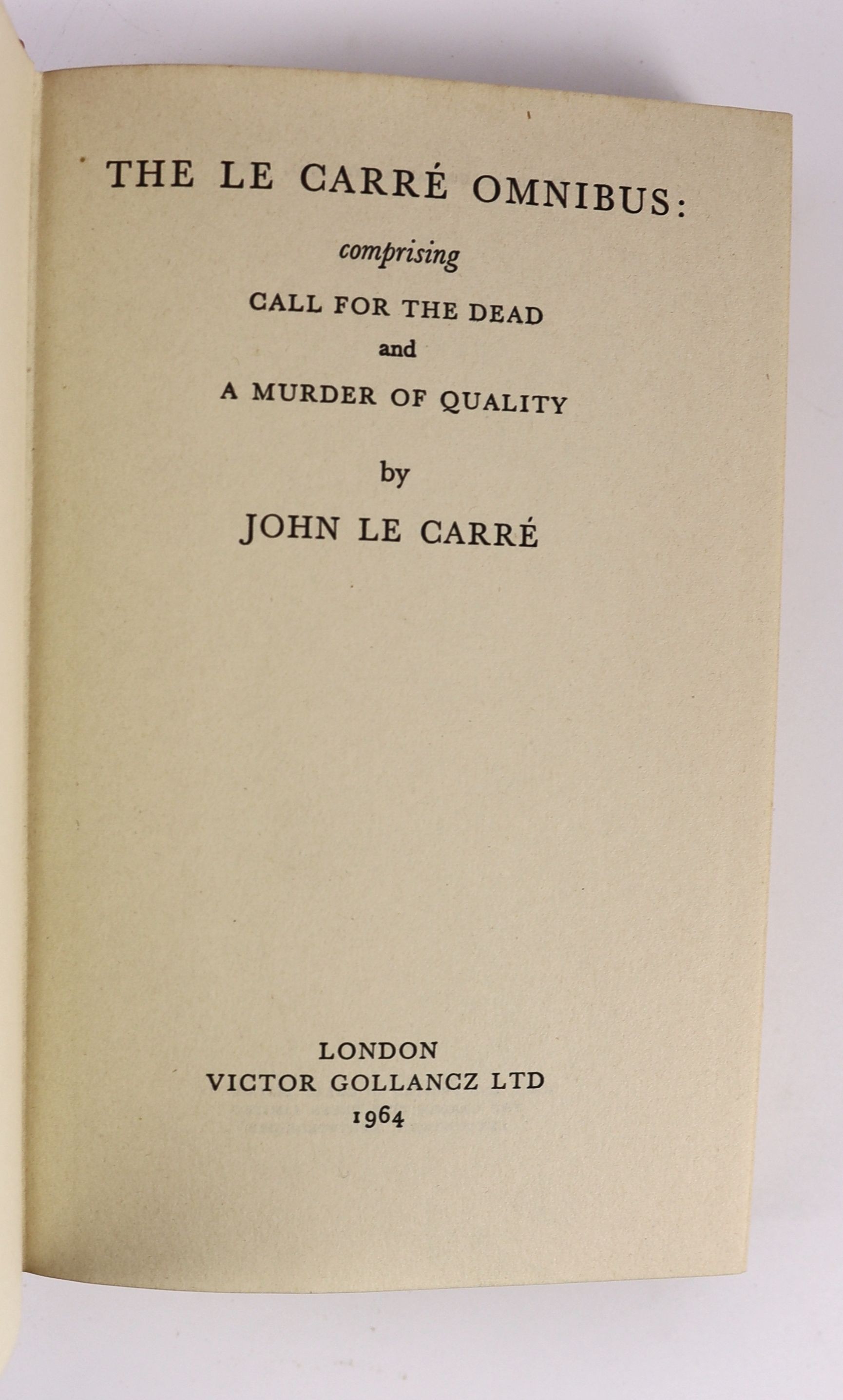 Le Carre, John - The Le Carre Omnibus, 1st edition, 8vo, in clipped d/j, with small tears to foot of jacket spine and top of front panel, Victor Gollancz, London, 1964